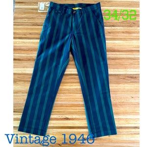 New Vintage 1946 absolutely adorable blue and green striped slacks 34/32